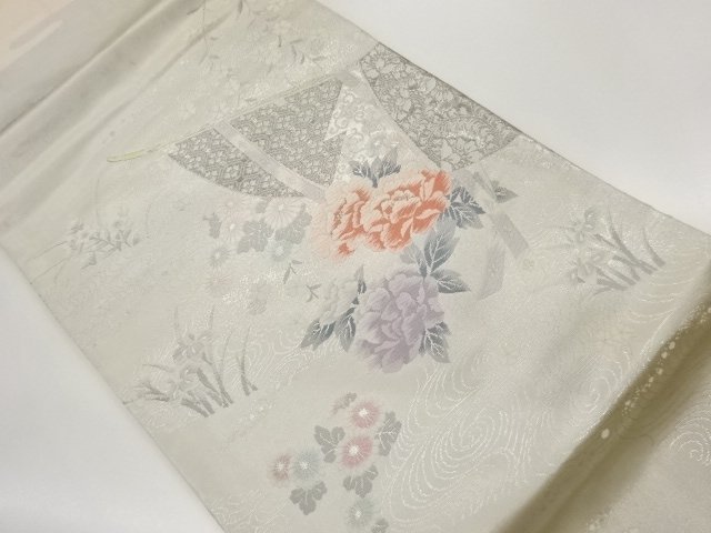 JAPANESE NAGOYA OBI / WOVEN FLORAL PLANTS